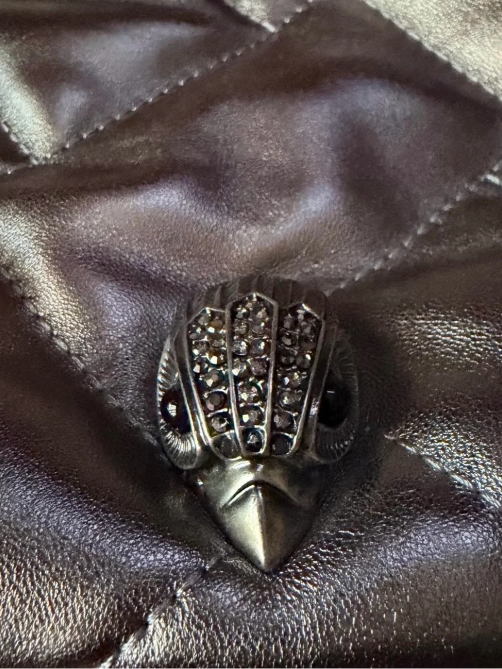 Kurt Geiger Quilted Metallic Shoulder Hobo in Gunmetal